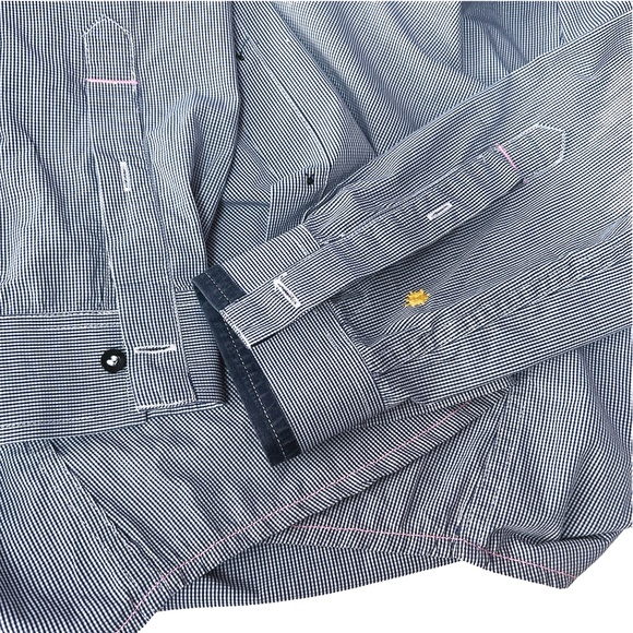 Descendant of Thieves Des Ladro Shirt 100% Cotton Micro Gingham Check Excellent - Picture 11 of 15